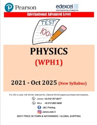 Edexcel A Level (IAL) 2021 - Oct 2025 PHYSICS PAST PAPERS.(WPH1) UNIT 1-UNIT 6