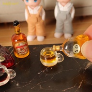 BDGF 1Set 1:12 Dollhouse Miniature XO Foreign Wine Liquor Bottle Wine Cup Kitchen Model Decor Toy Doll House Accessories MY