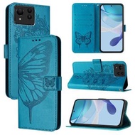 全城熱賣 - 適用於華碩 Zenfone 11 Ultra 壓花大蝴蝶左右開手機皮套（藍色）