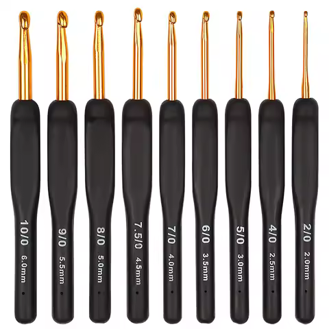 9Pcs Black Crochet Hooks Needles for Arthritic Hands 2.0-6.0mm Crochet Hook Set Ergonomic Soft Grips