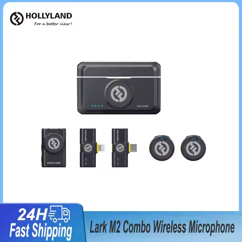Hollyland LARK M2 Combo Wireless Lavalier Lapel Microphone Noise Canceling Live For iPhone iPad Andr
