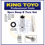 KING TOYO KT-E4809K 9pcs 1/2"DR. E-Type Socket Set Deep / torx   E star type E8 E10 E11 E12 E14 E16 