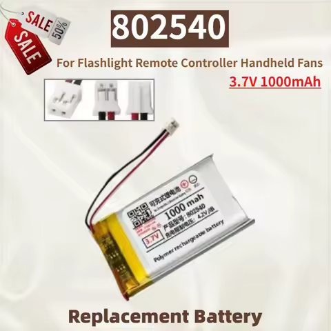 High Quality 802540 Battery 3.7V 1000mAh for Flashlight Remote Controller Handheld Fans Brand New Re