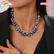 JUNE1 Colorful Necklace, Double-layer Irregular Beaded Necklace, Fashion Elegant Exaggerate Jewelry 
