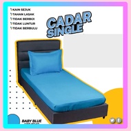 Set Cadar Single Bergetah (Fitted) Biru Bedsheet Single Fitted Bedsheet