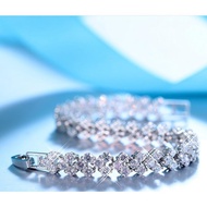 满减折扣S925纯银高级钻石手链18K白金AU750奢华范冰冰不掉色超闪手链手链高级S925 Sterling Silver Premium Diamond Bracelet 18K高性价比