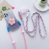 Glitter Flower Mobile Phone Back Clip Lanyard Mobile Phone Clip Braided Diagonal Mobile Phone Lanyar