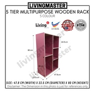 Wooden Rack 5 Tier Utility Shelf Rak Kayu  / 5 Tier Wooden Multipurpose Shelf / Five Box Book Shelf