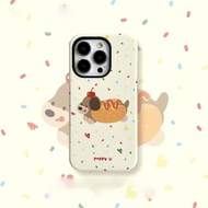 Two-in-One Phone Case Burger Puppy Suitable for iPhone XR 15ProMax Unique 14Pro 13Pro Shock-resistan