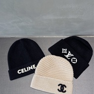 CELINE 毛帽-經典黑白立體字母羊毛帽帽 🕋LV Chanel帽