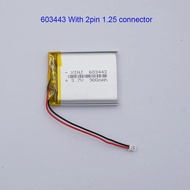 【In-Stock】 5pcs 3.7v 900mah 3.33wh Li Lithium Polymer Lipo 603443 Jst 2pin 1.25mm Connector For Mp4 