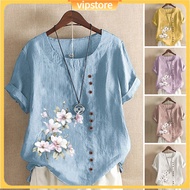 <In Stock>  Women Blouse Gothic Buttons Decor Flower Print Casual Blouse