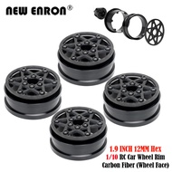 4Pc Beadlock 1.9" Wheel Rim Offset +0.35mm Aluminum+Carbon Fiber for RC Car 1/10 SCX10 VS4-10 AXI030
