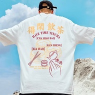 【 M-8XL 】New Fashion China-Chic Printed Round Neck Short Sleeve T-shirt for Men Versatile Casual Ove