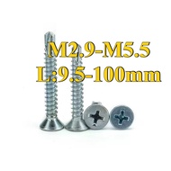 Carbon Steel Cross Countersunk Head Drill Tail Self-Tapping Screw M2.9/M3.5/M3.9/M4.2/M4.8/M5.5 (BY-