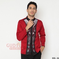 baju koko pria modern lengan panjang - merah m