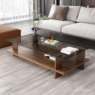 Modern Tempered Glass Style Living Room Small Apartment Tea Table ins Red Square Office Coffee Table
