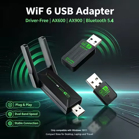 Bluetooth 5.4 AX900/600 USB WiFi 6 Adapter 2in1 Dongle 802.11ax 2.4G&5GHz For Desktop Laptop Win 10/