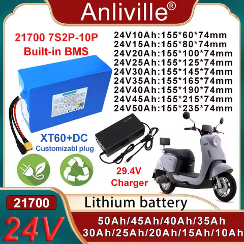 24V 10Ah 15Ah 20Ah 25Ah 30Ah 35Ah 40Ah 45Ah 50Ah 21700 Lithium battery pack High Power built-in BMS 