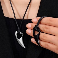 Alloy Spike Pendant Necklace - Crescent Tooth Pendants Chain Jewelry - Unisex Wolf Tooth Necklaces -