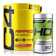 C4 Ripped & SuperHD, The Thermogenic Bundle, C4 Ripped Pre Workout Powder, Fruit Punch 30 Servings +