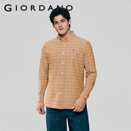 GIORDANO MEN Men's Oxford Slim Embroidery Long Sleeve Shirt 0 01046083 Oxford Shirt