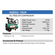 Aqe02-1824 24L DCA 750W OIL-FREE COMPRESSION MACHINE