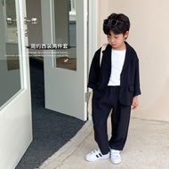 Suit Boy Spring Autumn Suit Boy Suit Handsome Children Clothes Handsome Boy Catwalk Host Performance
