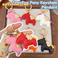 [ Happy New Year ]Year of the Horse Keychain Cartoon Pendant | Leather Metal Car Key Chain for Bag, 