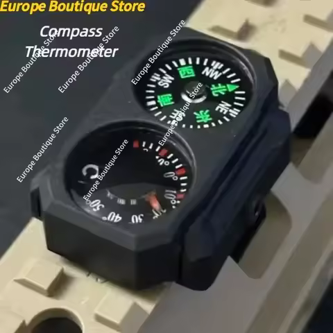 Outdoor Tactical Compass Mini Universal 20MM Guide Thermometer Compass Thermometer 20mm Rail Precisi