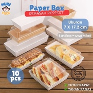 [7x17.2cm] 10 Pcs 1 Set Heat Resistant Paper Box Burger Sandwich Bread Salad Cake Box Brownies Box