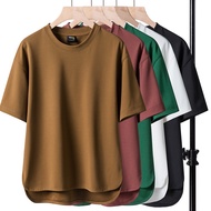 Lengthen Dovetail Tshirts Plain Tshirts for Men and Women Loose Fit Waffle Tshirts Simple Casual Rou