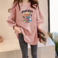 [AMYGO] 2024 M-5XL Loose T shirt Women Plus Size Tshirt Woman Loose Tshirt Women Baju T-shirt Perempuan Women Wanita Murah Plus Size Student Clothes 女上衣女装衣服宽松t恤 Korean Style Ladies Kurung Moden 宽松T恤女裝上衣女生短袖衣服