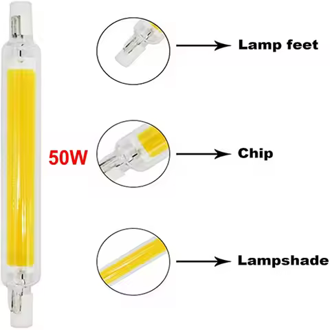 40W 30W 20W 15W R7S LED Glass Tube COB Bulb 78MM 118MM Corn Lamp J78 J118 Replace Halogen Lighting 6