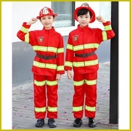 ◬ ☩ ▤ Fireman Costume for Kids Boys Firefighter Career Uniform Work Cosplay Role Play Girl Suit Clo