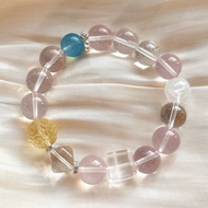 天然星光粉晶 白水晶方糖 白水晶 海藍寶 檸檬黃水晶回紋 白水晶