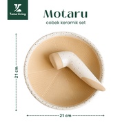 TAMA LIVING Motaru Mortar and Pestle Ceramic Mortar Set Aesthetic Mortar Ceramic Mortar Kitchen Mort