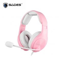 【SADES 賽德斯】SADES A2 商用耳機麥克風 (粉白色)