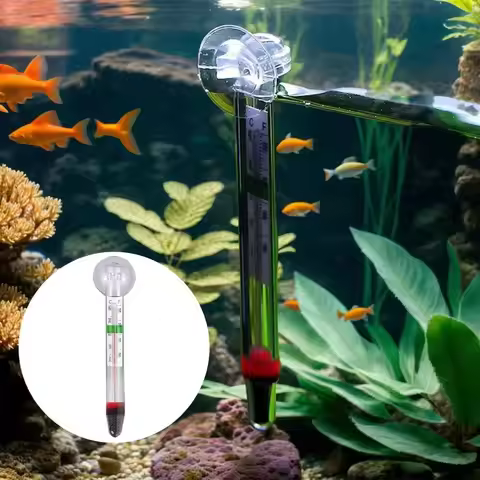 Submersible Glass Aquarium Thermometer with Suction Cup Waterproof Fish Tank Thermometer Floating Wa