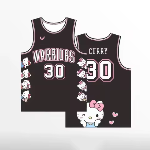 Sanrio Hello Kitty x Stephen Curry Allover Print Basketball Jersey Adult Kids Athleisure Vest Summer