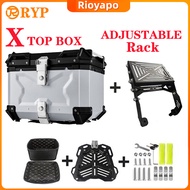Top Box Aluminium Box Motorcycle + ADJUSTABLE Rack Lc135 Y15 Y16 X Design Kotak Motosikal Peti Alumi