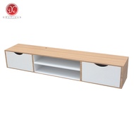 Rak TV Dinding Minimalis 2 Laci / Meja TV Tempel Dinding Aesthetic 100x20 cm