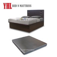 YHL Queen Size Storage Bedframe With 6 / 8 Inch Black Fabric Foam Mattress