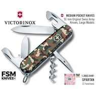 【FSM KNIVES】Victorinox Swiss Army Knives - Medium Pocket Knife 91 mm  - Spartan Camouflage 12 Functi
