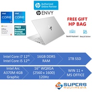 HP ENVY 12th Laptop 16-h0006TX i7 or 16-h0007TX i5 (16gb ddr5 ram, 1tb ssd, Intel Arc A370M 4gb, 16" WQXGA, Win11, OPI)