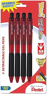 Pentel Wow. Gel Colors Retractable Gel Pen, 0.7mm, Medium Line, Red Ink, 4 Pack (K437CRBP4B)
