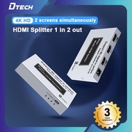 DTECH 4K HDMI Splitter 1x2/1x4 for TV Monitor UHD Video Distribution European Standard
