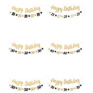 18th 21th 30th Year Birthday Decorations Banner Boys Girls, Black Gold Happy 18th Birthday Banners