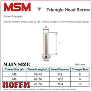 NOFFM สกรูหัวสามเหลี่ยม5ชิ้นนอตป้องกันการน็อตกันขโมยสแตนเลส M8 M6 M10สกรูแชสซีกันรื้อพร้อมไขควงประแจ
