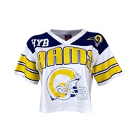 Hybrid Crop  ไฮบริดเสื้อยืดผู้หญิง ทรงครอป สีขาว/กรมท่า(White/Navy)  WTS-1048-WH/NA